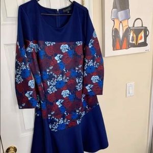 Floral Blue & Burgundy Dress